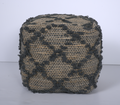 Poncho Square Pouf, Charcoal Charcoal Fabric