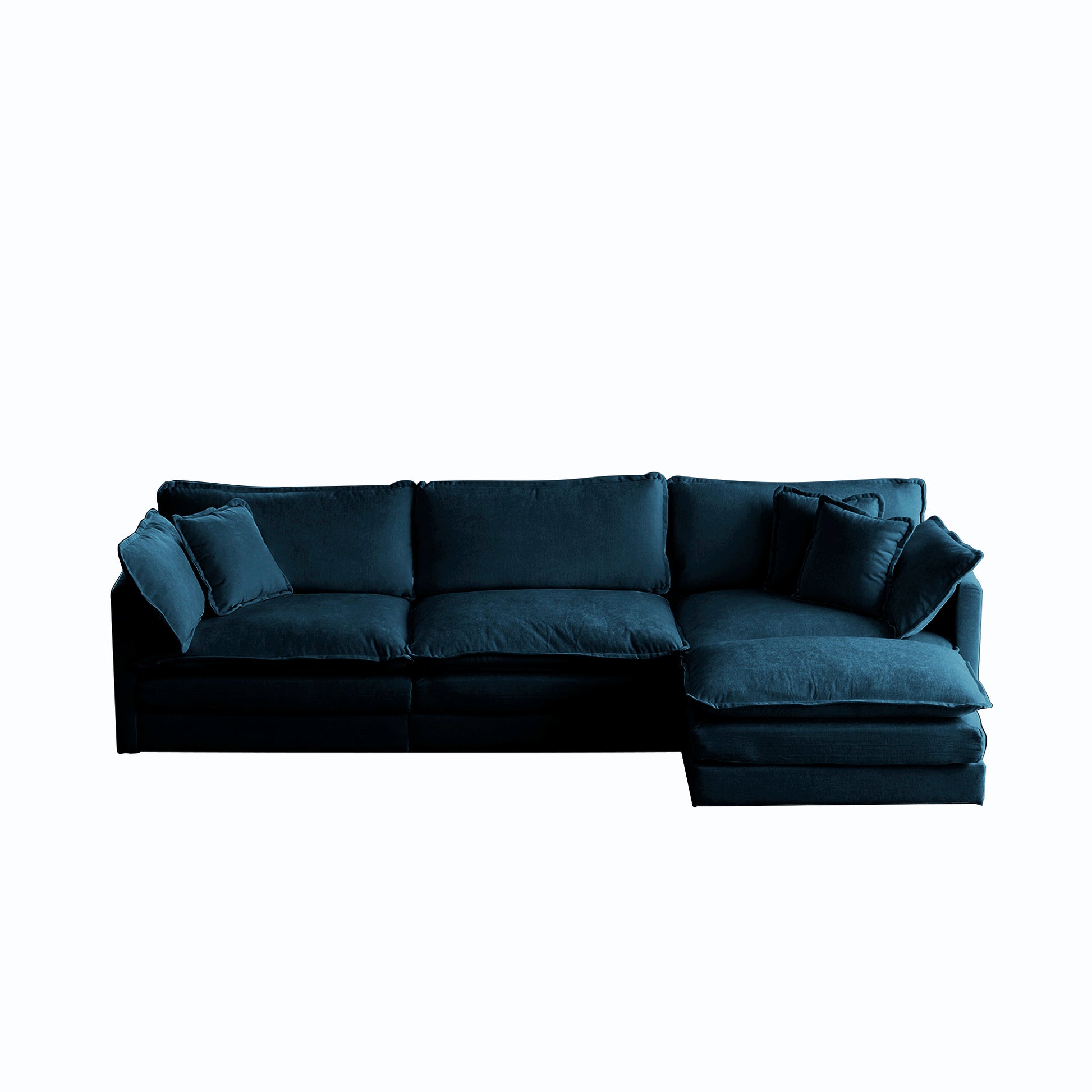 Free Combination Comfy Upholstery Modular Oversized L Shaped Sectional Sofa With Reversible Ottoman, Blue Chenille Blue Chenille 3 Seat