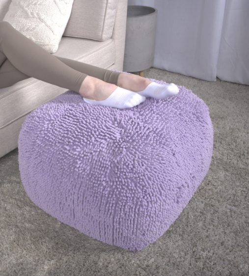 Spongy Microfiber Square Pouf, Lavender Lavender Microfiber