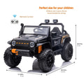 Ride On Car 24V Car For Kids & Parents, Battery Powered Toy Car With Remote Control, Bluetooth,Front Back Button,Safety Belt Black Abs Steel Q235 3 To 4 Years Plastic Indoor & Outdoor Use