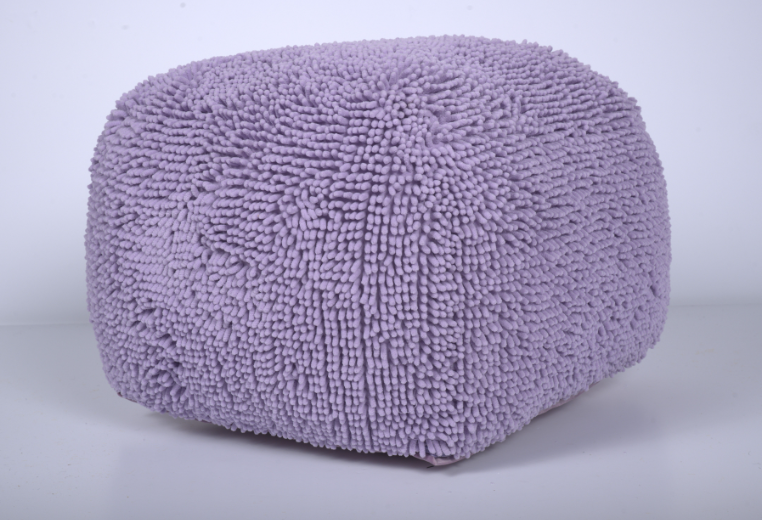 Spongy Microfiber Square Pouf, Lavender Lavender Microfiber