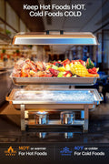 Buffet Catering Dish For Home And Outdoor 2 Sets Silver Stainless Steel