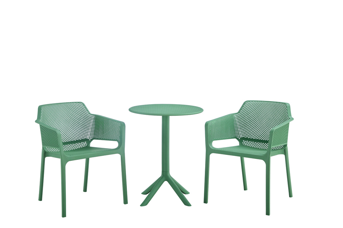 3 Piece Plastic Arm Chair Bistro Grs Premium Ocean Plastic, Green Army Green Plastic