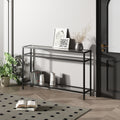 42.1 Inch Console Sofa Table, Modern Entryway Table,Tempered Glass Table, Metal Frame,3 Shelves,For Entrance, Living Room, Foyer,Hallway Bedroom Black Iron
