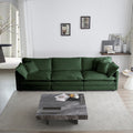 Comfortable Deep Seat Reversible Modular 6 Seater Sectional Super Soft Sofa U Shaped Sectional Couch With 3 Ottomans, 3 Toss Pillows And 2 Arm Pillows Green Chenille 3 Seat
