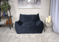 Allea Velveteen Bean Bag Chair With Armrests, Midnight Blue Dark Blue Velvet