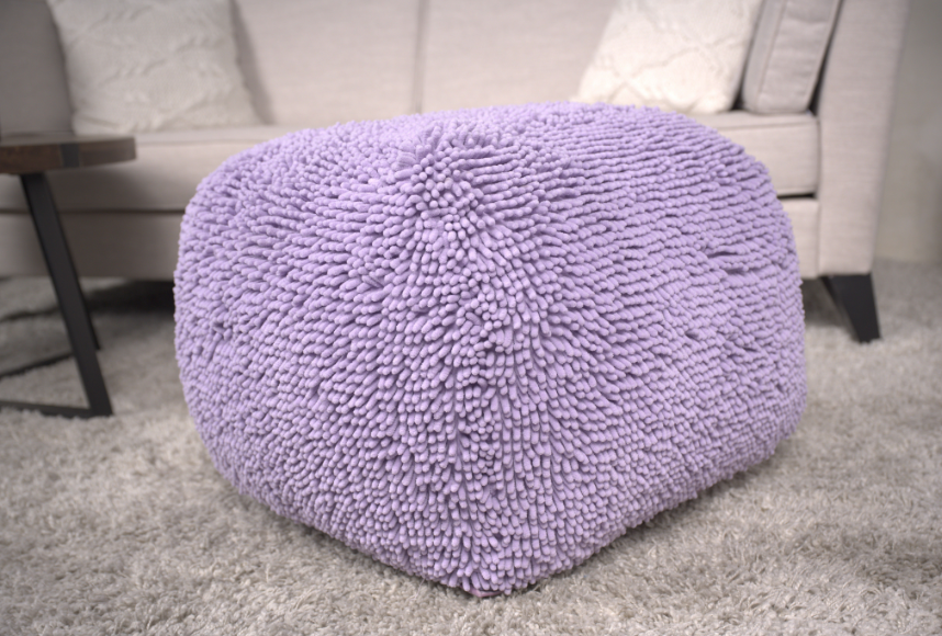 Spongy Microfiber Square Pouf, Lavender Lavender Microfiber