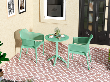 3 Piece Plastic Arm Chair Bistro Grs Premium Ocean Plastic, Green Army Green Plastic