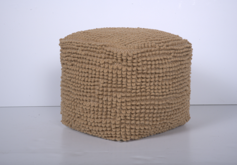 Stellar Square Pouf, Natural Natural Fabric