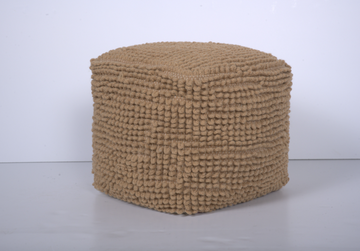 Stellar Square Pouf, Natural Natural Fabric