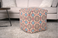 Amelia Handcrafted Fabric Pouf, Multicolored Multi Fabric