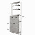 White Color Shoe Cabinet With 3 Doors 2 Drawers With Hanger,Pvc Door With Shape ,Large Space For Storage Freestanding 3 4 Spaces White Primary Living Space Adjustable Shelves American Design,American Traditional,Antique,Art Deco,Artsy Particle Board Mdf