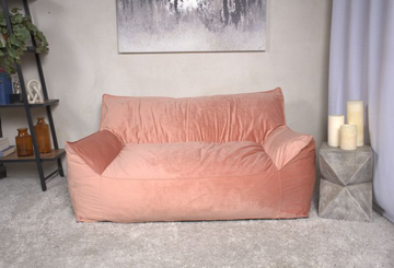 Fila Velveteen 2 Seater Oversized Bean Bag Chair With Armrests, Pink Pink Velvet