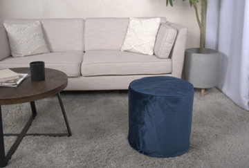 Shimon Cylinder Pouf, Cobalt Blue Blue Velvet