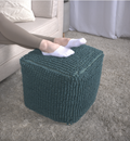 Stellar Square Pouf, Teal Teal Fabric