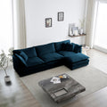 Free Combination Comfy Upholstery Modular Oversized L Shaped Sectional Sofa With Reversible Ottoman, Blue Chenille Blue Chenille 3 Seat