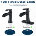 Sink Faucet With Deck Plate Waterfall Black With Pop Up Drain And Supply Lines Bathroom Faucets For Sink 1 Hole Or 3 Holes One Handle Faucets Vanity Bath Mixer Tap Bathroom Joystick Geometric One Black Side Sprayer Deck Mounted Cartridge Valve Single