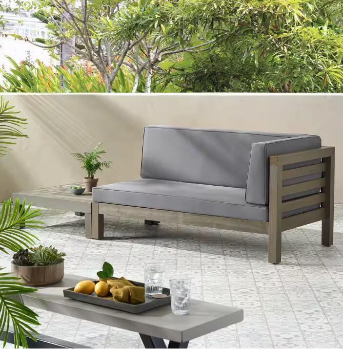 Oana Right Corner Bench And Coffee Table, Dark Grey Dark Grey Acacia Wood