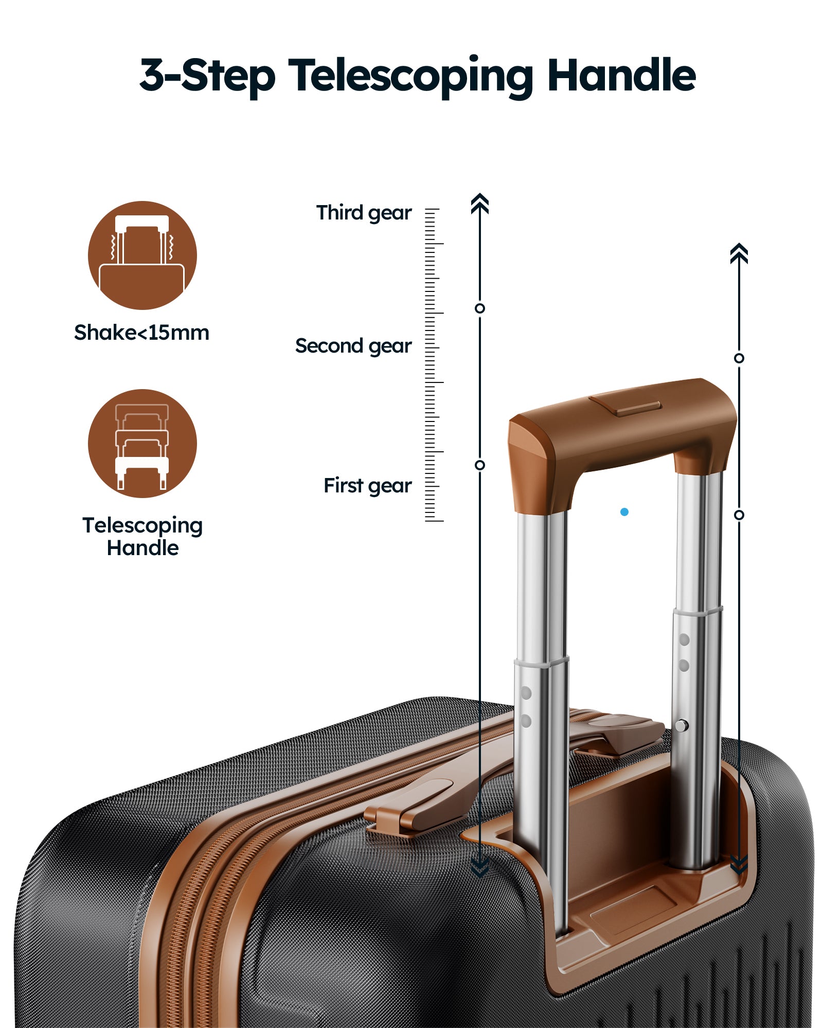 Hard Sided Expandable Luggage With Tsa Lock Travel Essentials Suitcase With Spinner Wheels 28" Black Brown Abs