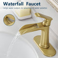 Sink Faucet With Deck Plate Waterfall Nickel Gold With Pop Up Drain And Supply Lines Bathroom Faucets For Sink 1 Hole One Handle Faucets Vanity Bath Mixer Tap Bathroom Joystick Geometric One Brushed Gold Side Sprayer Deck Mounted Cartridge Valve Single