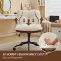 Oversize Seat Cirss Cross Chair With Wheels, Elegant Design Computer Chair, Adjustable Height 360 Rolling Swivel Home Office Chair For Small Space, Dressing Room, Living Room Brown White Dark Brown White Primary Living Space Casual Foam Pu Leather