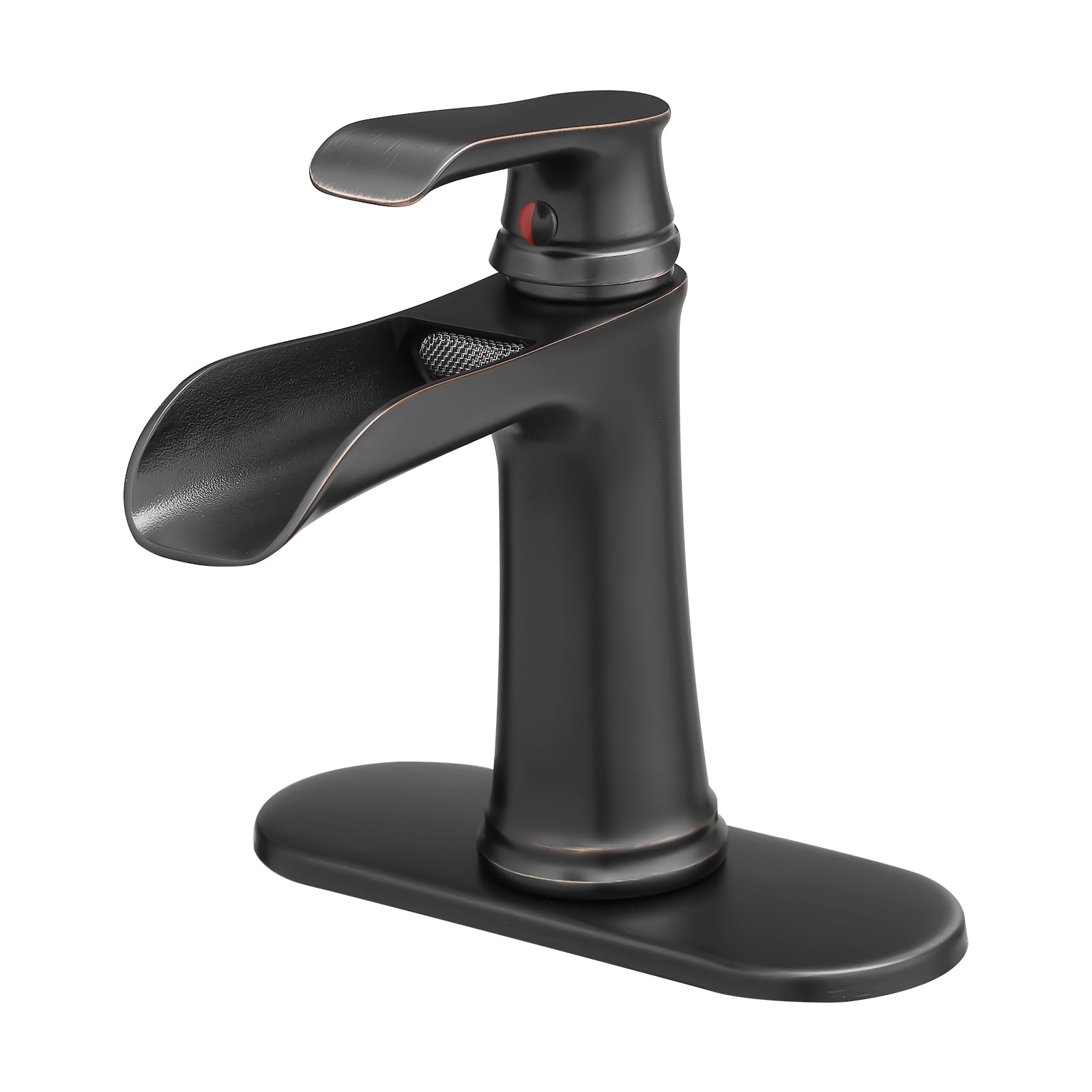 Sink Faucet With Deck Plate Waterfall Orb With Pop Up Drain And Supply Lines Bathroom Faucets For Sink 1 Hole One Handle Faucets Vanity Bath Mixer Tap Bathroom Joystick Geometric One Oil Rubbed Bronze Side Sprayer Deck Mounted Cartridge Valve Single Hole