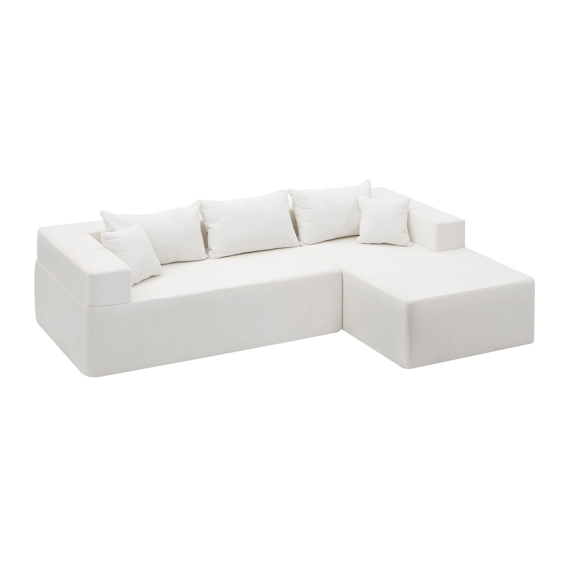L Shape Modular Sectional Living Room Sofa Set Upholstered Sleeper Sofa For Living Room,16.53 Inch Cushion Heightening, 2 Pc Free Combination,Beige Beige Fabric 3 Seat