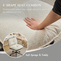 Oversize Seat Cirss Cross Chair With Wheels, Elegant Design Computer Chair, Adjustable Height 360 Rolling Swivel Home Office Chair For Small Space, Dressing Room, Living Room Gray White Dark Gray White Primary Living Space Casual Foam Pu Leather