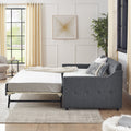 Twin Size Upholstery Daybed With Twin Size Erectable Trundle And Usb Charging Design, Linen Dark Gray Twin Dark Gray Linen