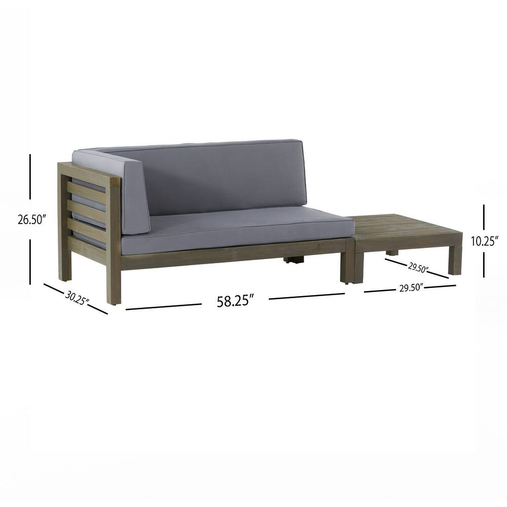 Oana Left Corner Bench And Coffee Table. Dark Grey Dark Grey Acacia Wood