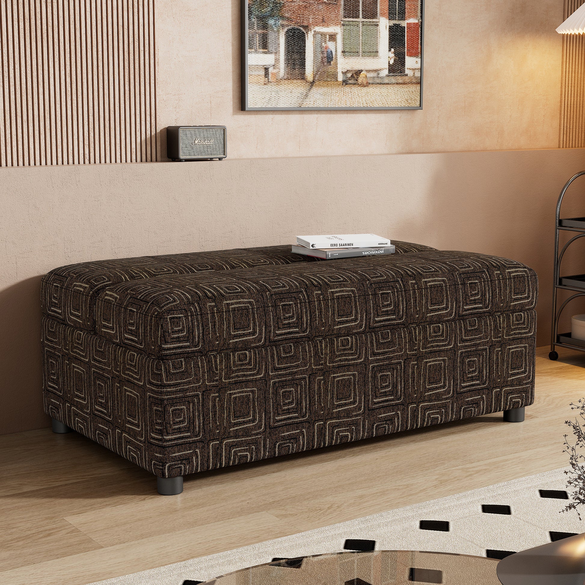 Twin Size Folding Ottoman Sleeper Bed With Mattress Convertible Guest Bed Espresso Espresso Foam Linen 1 Seat