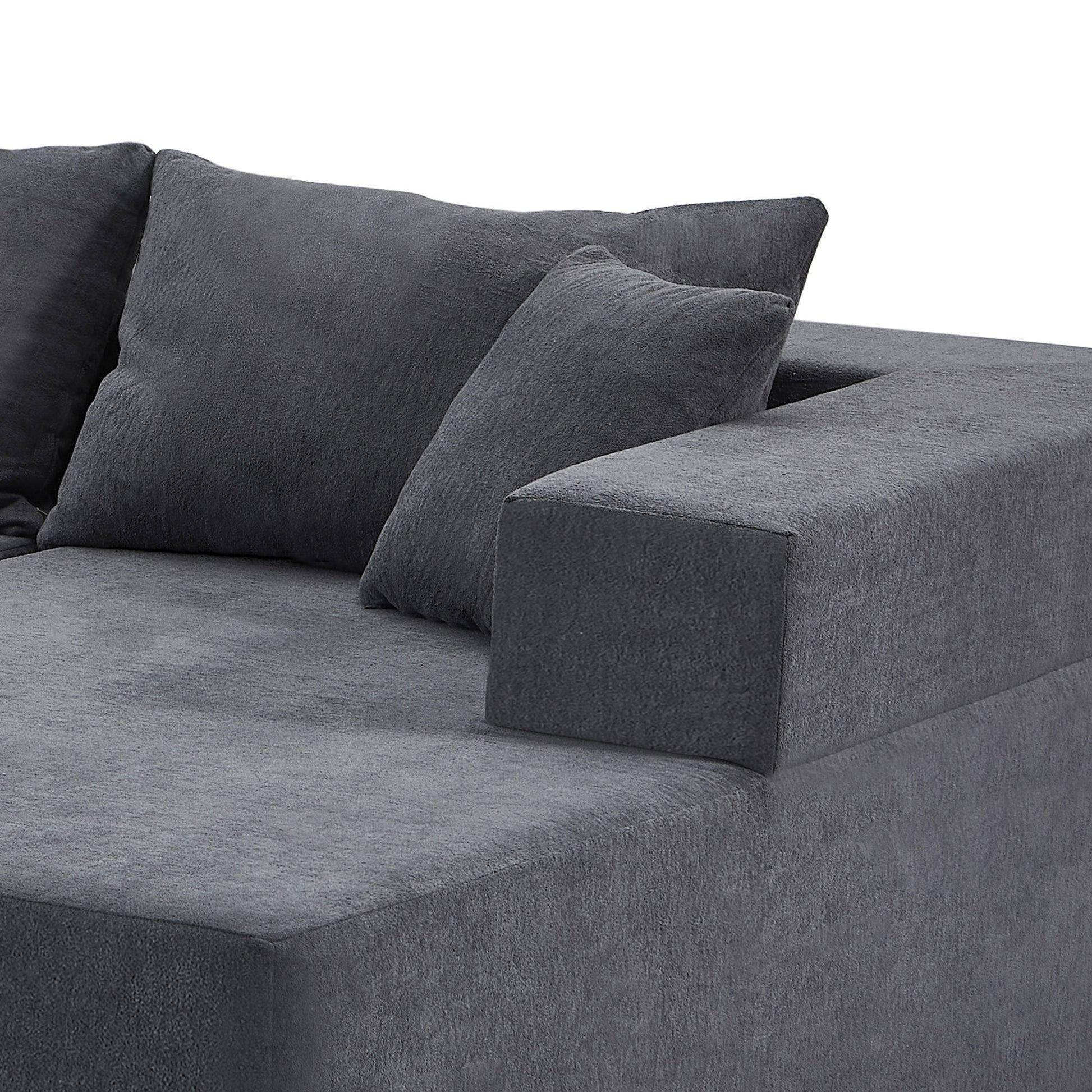 L Shape Modular Sectional Living Room Sofa Set Upholstered Sleeper Sofa For Living Room,16.53 Inch Cushion Heightening, 2 Pc Free Combination,Grey Grey Fabric 3 Seat