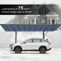 Outdoor Carport, 17.44Ft*9Ft*11Ft Single Carport Aluminum Metal Frame And Polycarbonate Panels Car Port For Outdoor Driveway Car, Truck Charcoal Aluminum