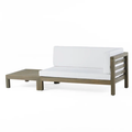 Oana Right Corner Bench And Coffee Table, White White Acacia Wood