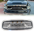 Front Grille For 2013 2014 2015 2016 2017 2018 Dodge Ram 1500 Chrome Grille Big Horn Style With Letters W Lights Matte Black Abs Abs