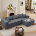 L Shape Modular Sectional Living Room Sofa Set Upholstered Sleeper Sofa For Living Room,16.53 Inch Cushion Heightening, 2 Pc Free Combination,Grey Grey Fabric 3 Seat