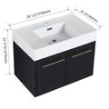 30 Inch Wall Mounted Bathroom Vanity With Sink, Thick Edged Resin Basin, Kd Package Black Chestnut 2 Bathroom Wall Mounted Modern Plywood