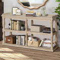 Console Table With 3 Tier Open Storage Spaces And Roman Column Effect Support Legs,Narrow Sofa Entry Table For Living Room, Entryway And Hallway Antique Wood White Antique White Gray Gray Mdf Mdf