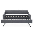 Twin Size Upholstery Daybed With Twin Size Erectable Trundle And Usb Charging Design, Linen Dark Gray Twin Dark Gray Linen
