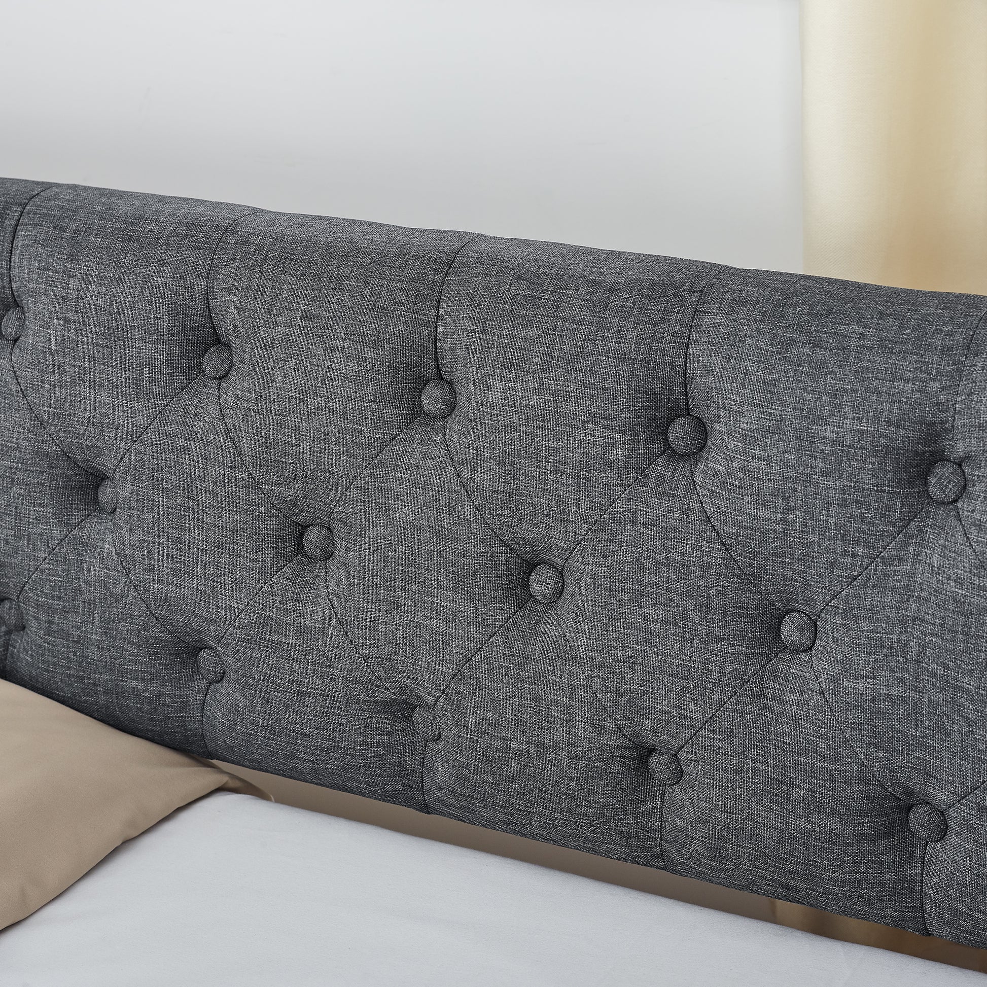 Twin Size Upholstery Daybed With Trundle Bed And Two Storage Drawersflat Arms With Pocket, Extendable Daybed For Bedroom Living Room,Linen Dark Gray Twin Dark Gray Linen