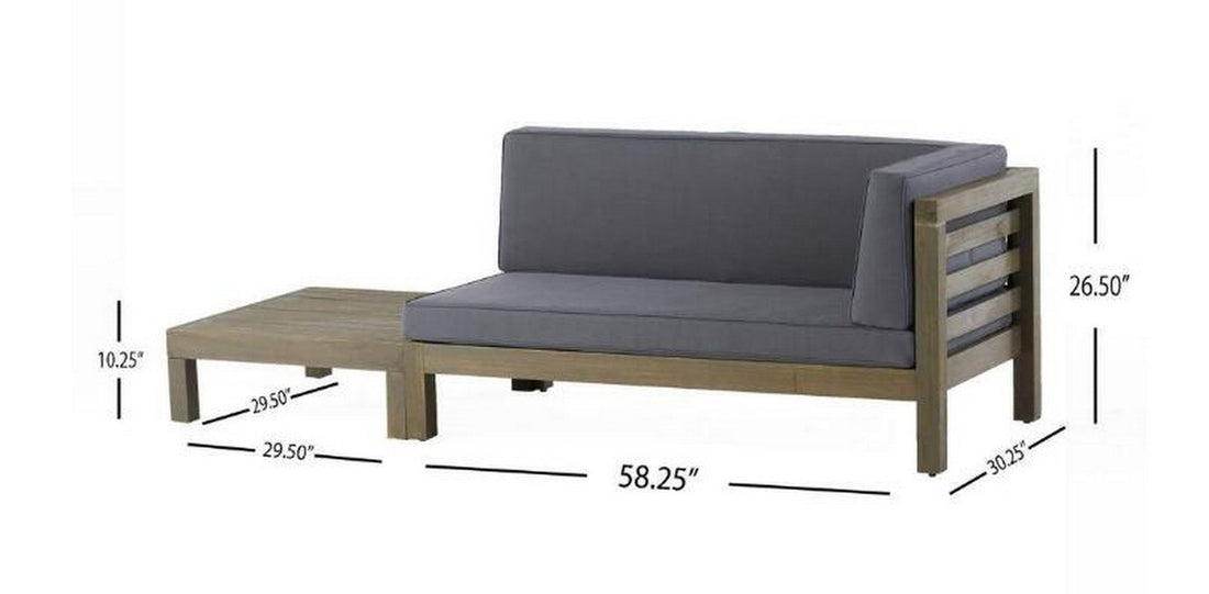 Oana Right Corner Bench And Coffee Table, Dark Grey Dark Grey Acacia Wood