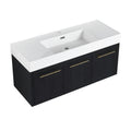 48 Inch Wall Mounted Bathroom Vanity With Sink, Thick Edged Resin Basin, Kd Package Black Chestnut 3 Bathroom Wall Mounted Modern Plywood