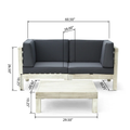 Brava X Back 2 Seater Sectional Seat With Coffee Table. Light Grey Dark Grey Seats 2 Acacia Wood