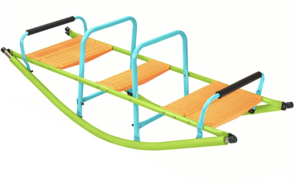 Xss008 High Quality Kids Seesaw Plastic Seat Playground Equipment Cute Baby Plastic Rocker Outdoor Children Blue And Green Steel Tube For Kids Age 3 Green Steel