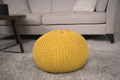 Bordeaux Knitted Cotton Round Pouf, Yellow Yellow Cotton