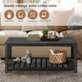 52''W Handcrafted Coffee Table In Front Of The Sofa Or Loveseat For Living Room Antique Black Color Antique Black Ergonomic Primary Living Space American Design Floor Mount Open Storage Coffee & End Tables Rectangular Solid Wood Mdf Mdf