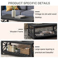 52''W Handcrafted Coffee Table In Front Of The Sofa Or Loveseat For Living Room Antique Black Color Antique Black Ergonomic Primary Living Space American Design Floor Mount Open Storage Coffee & End Tables Rectangular Solid Wood Mdf Mdf