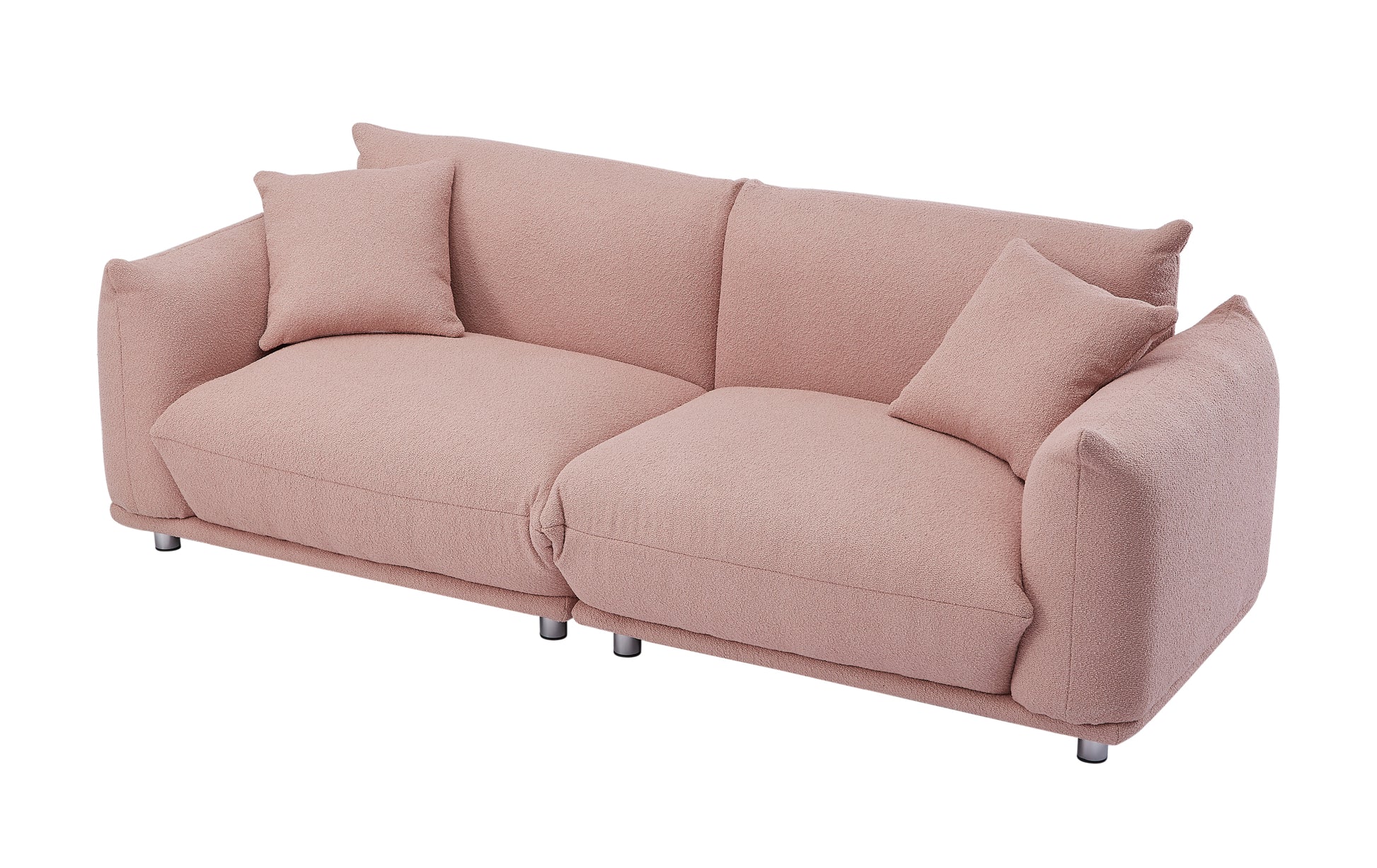 3 1 Oversized Loveseat Sofa For Living Room, Sherpa Sofa With Metal Legs, 3 Seater Sofa, Solid Wood Frame Couch With 2 Pillows, For Apartment Office Living Room Pink Pink Foam Fabric 4 Seat