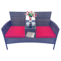 Wicker Patio Conversation Furniture Set, Outdoor Furniture Set With Removable Cushions & Table, Tempered Glass Top, Modern Rattan Bench For Garden Lawn Backyard Yes Complete Patio Set Red Brown Weather Resistant Frame Water Resistant Cushion Garden &