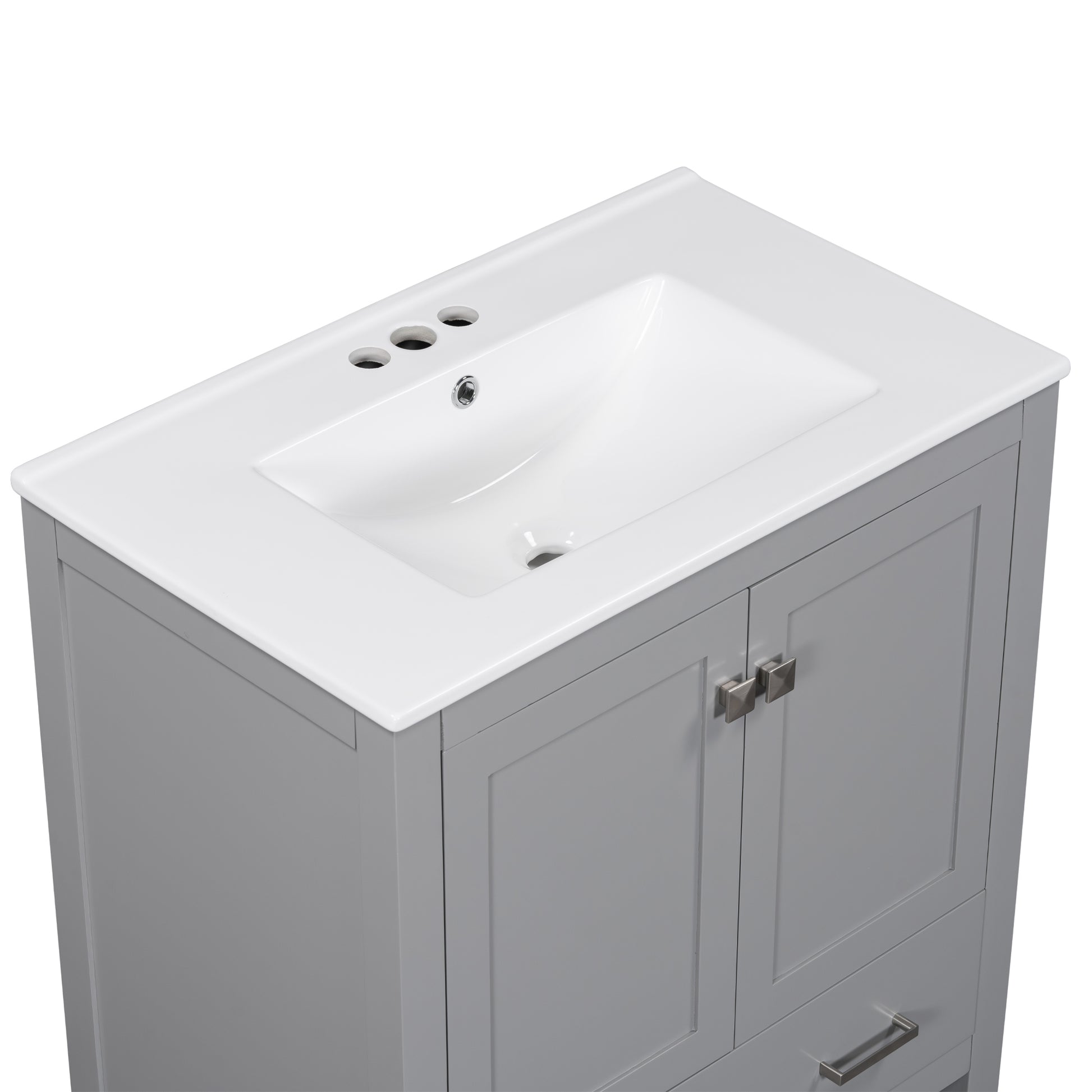 30" Gray Bathroom Vanity With Single Sink, Combo Cabinet Undermount Sink, Bathroom Storage Cabinet With 2 Doors And A Drawer, Soft Closing, Multifunctional Storage, Solid Wood Frame Gray Bathroom Solid Wood Mdf